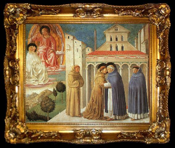 framed  Benozzo Gozzoli The Meeting of Saint Francis and Saint Domenic, ta009-2